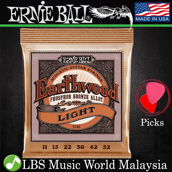 Ernie Ball 2148 Earthwood Light Phosphor Bronze Acoustic Guitar String ( 11-52) | Shopee Malaysia