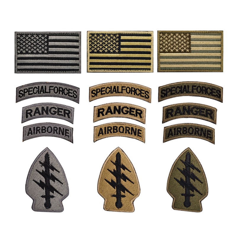 U.s. Army Lightning Special Forces Military Tactical Badge Embroidery Velcro Cloth Sticker Patch National Flag Hook Ring Armband