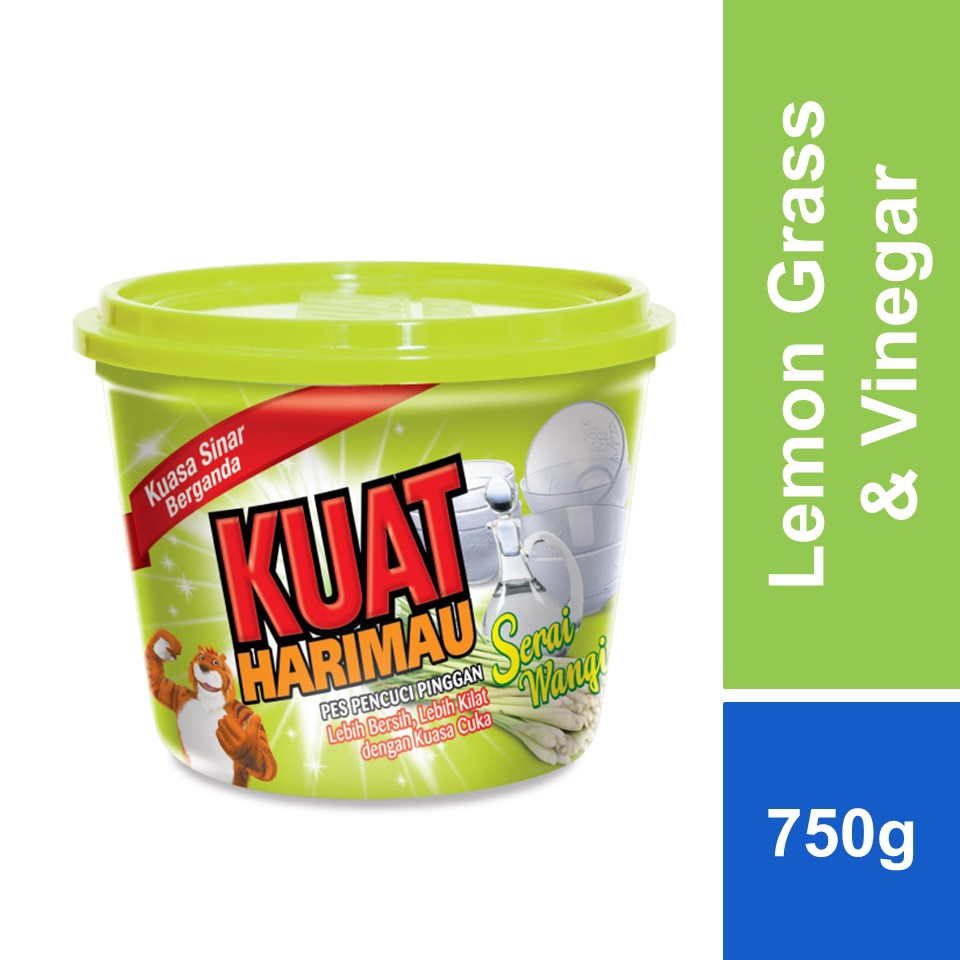 Kuat Harimau Dishwashing Paste Lemongrass + Vinegar 750g