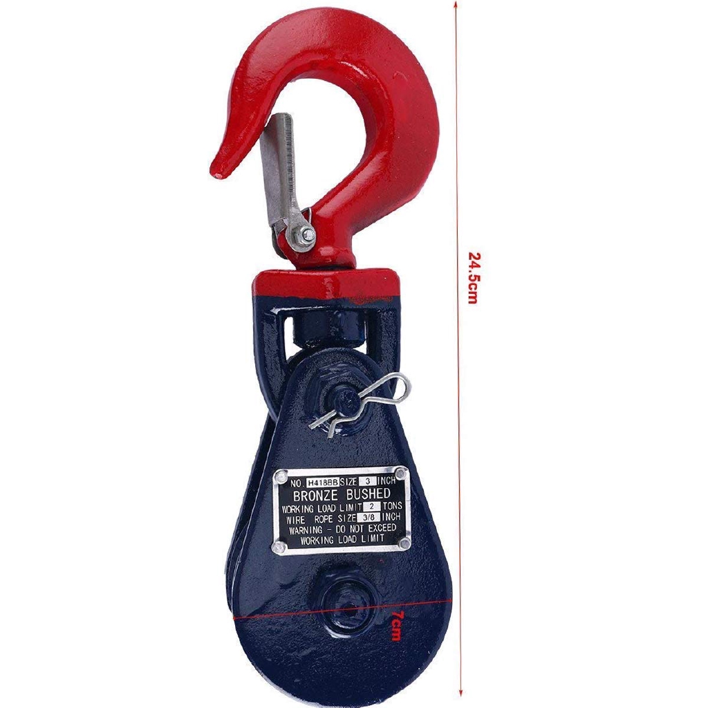 Wire Rope Pulley Block 2 Ton 3" Sheave 3/8" Inch Snatch Block with