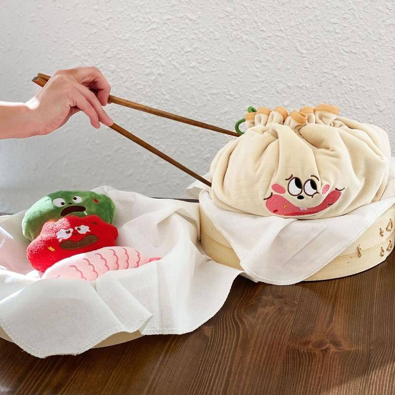 Ins Korean Dog Toy Dumpling Pet Set Kimchi Leek Shrimp Pet Toy BB Called Dog Tibetan Food Sounding Interactive Plush Toy