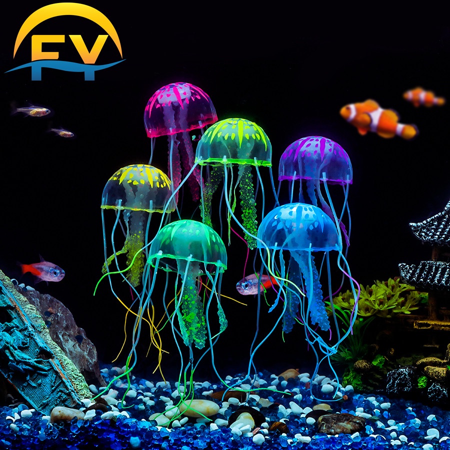 FY Artificial Jellyfish Jelly Glo Fish Glowing Ornament Aquarium Fish