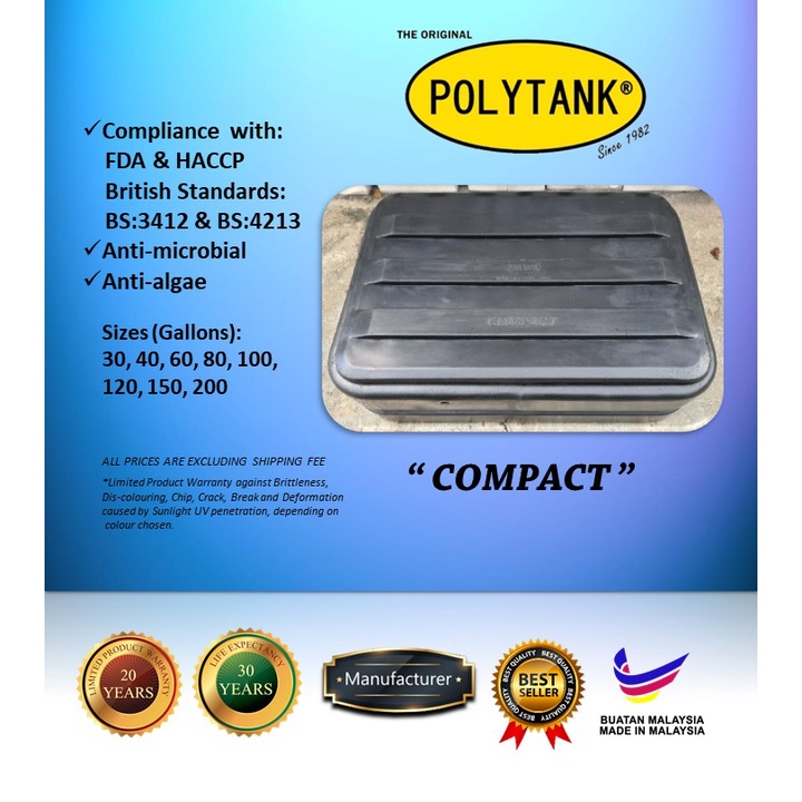 POLYTANK Compact N50 (80 Gallons) Small Water Tank Storage Indoor Use