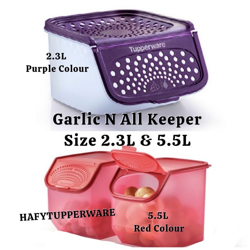 🔥READY STOCK🔥TUPPERWARE GARLIC N ALL KEEPER 2.3L & 5.5L/GARLIC N ALL LARGE 5.Garlic N All Large/Bekas Bawang/MASH IT