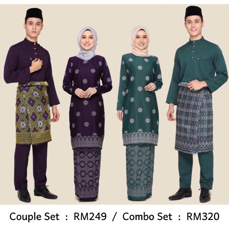  KST Set Kurung Moden Songket Printed Baju  Melayu  Cekak Musang Sedondon Couple  Raya 2022 