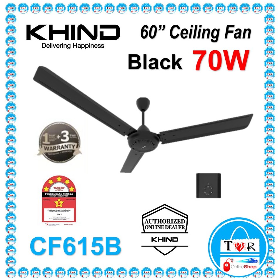 Khind CF615B/CF615B Ceiling Fan 60" Black Colour / Kipas Ceiling