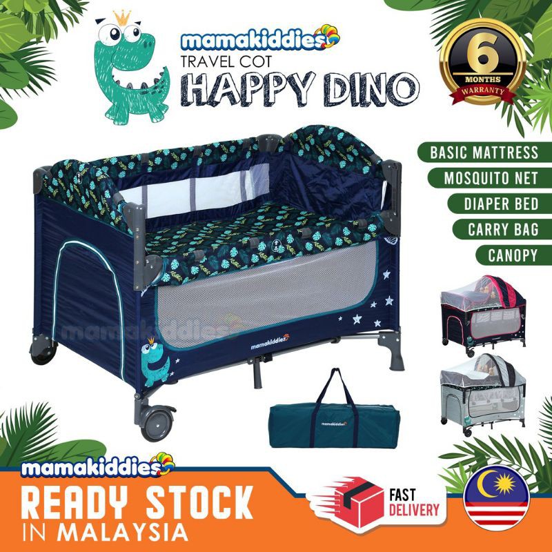 Mamakiddies Baby Cot 2 Level Portable Baby Bed Playpen Travel Cot with