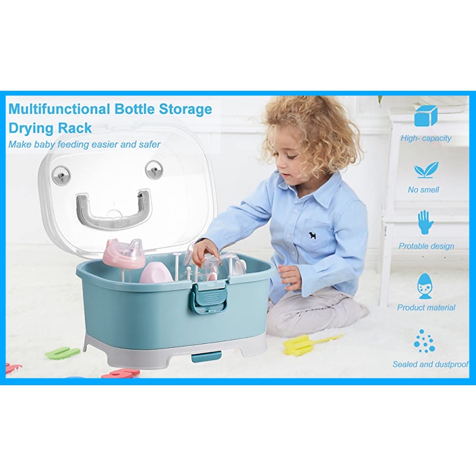 Storage Box Baby Bottle Drying Rack Milk Bottle Storage Box with Lid