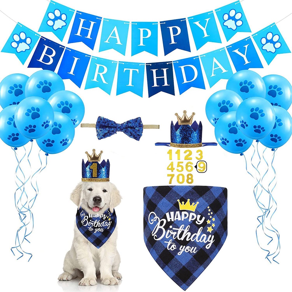 Pet Dog Birthday Party Supplies Dog Birthday Hat Bandana Scarf with