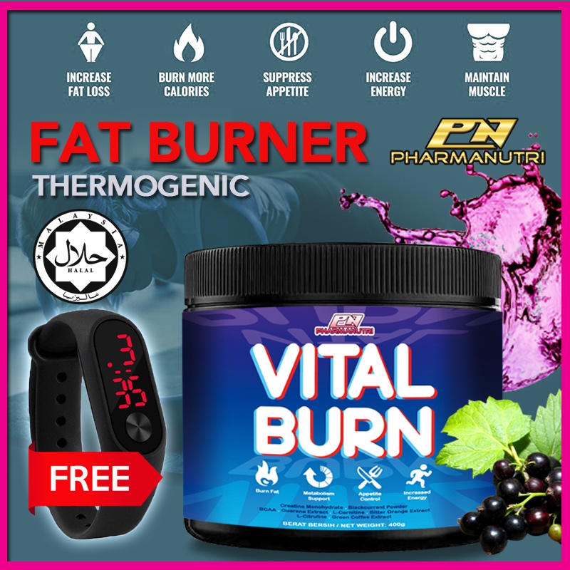 Vital Burn Halal Fat Burner / Pre Workout 400g40 ser [Original
