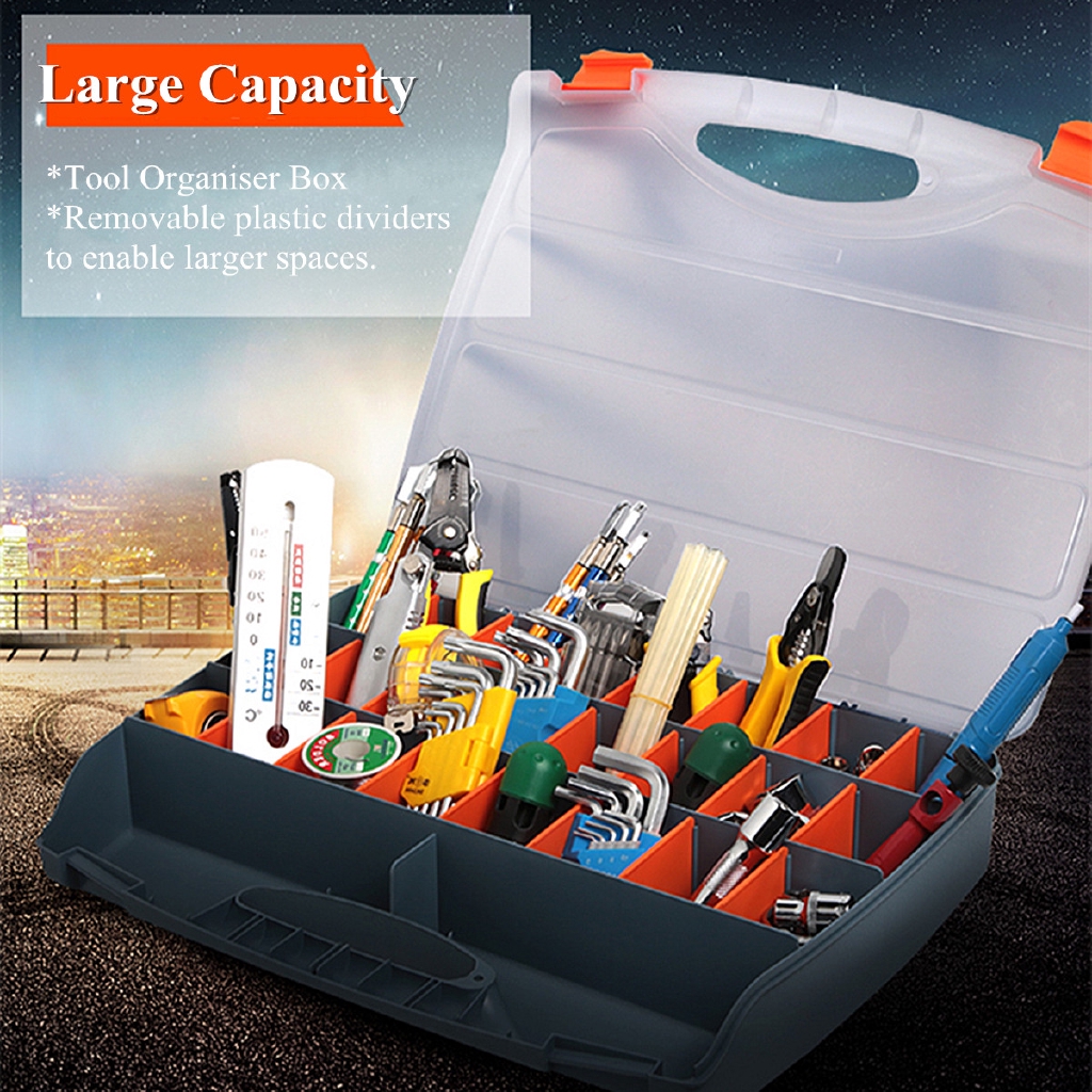 OEASY Professional Tool Organiser Screw Nail Nut Bolt Tool Kit Compartment Storage Box Shopee
