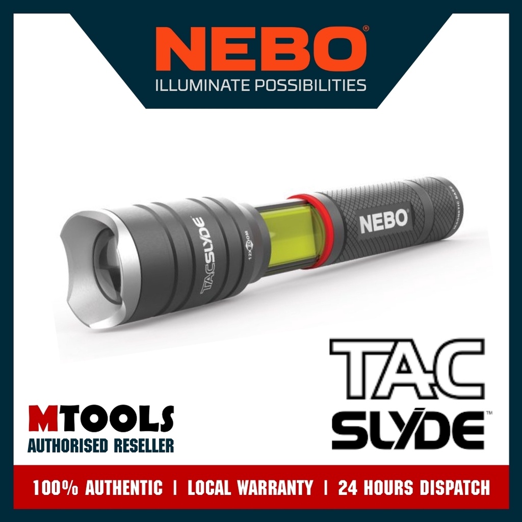 Lantern 300 lumen NEBO 6746 Tac Slyde Work Light 12x Adjustable Zoom Flashlight 