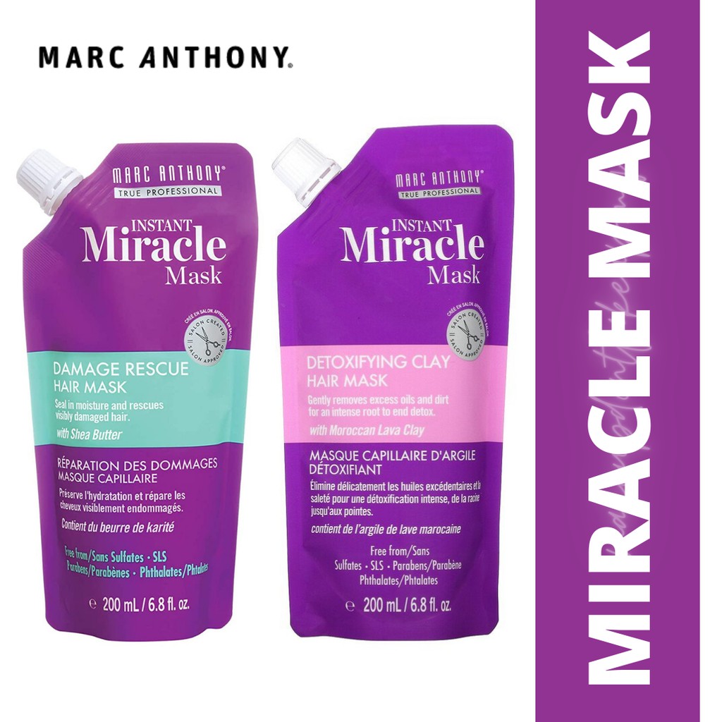 Marc Anthony Instant Miracle Mask Damage Rescue/Detoxifying Clay Hair Mask  | Shopee Malaysia
