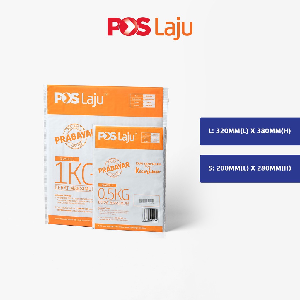 Alat Tulis Dan Aksesori Pejabat Pos Laju Prepaid Courier Parcel Envelope Bag Size L Orange Red Shopee Malaysia