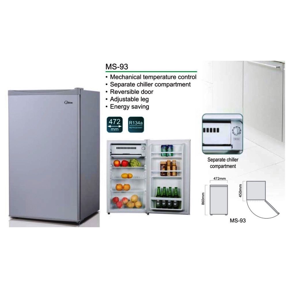 Midea 93l Single Door Fridge Refrigerator Fridge Ms 93 Peti Sejuk 1