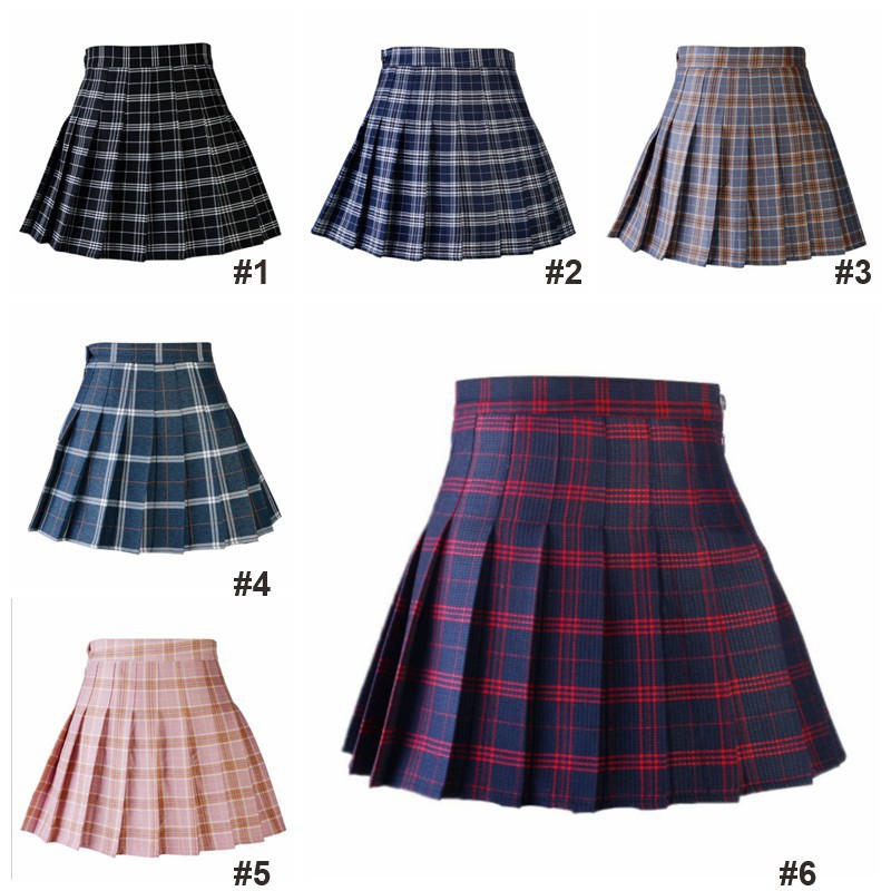Women Casual Plaid Skirt Girls High Waist Pleated Skirt A-line School Skirt  | Shopee Malaysia