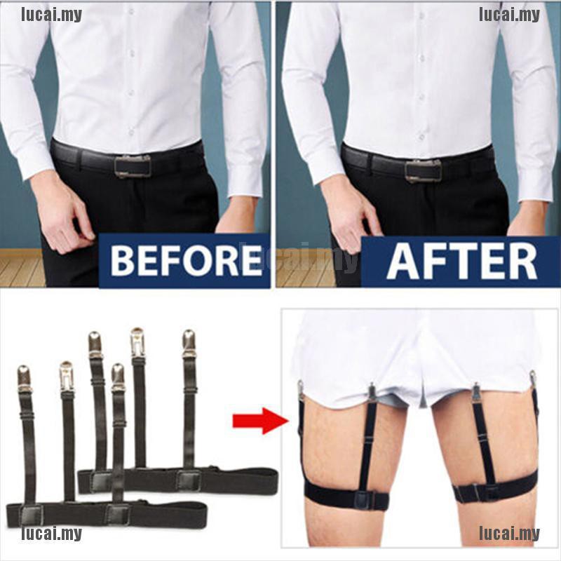 Male Men Hidden Shirt Stays Holder Garters Belt Non Slip Elastic