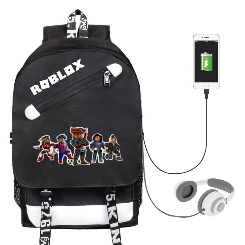 Roblox School Bag Game Backpack Backpack Cartoon Printing Usb Charging Bag Men And Women Students Canvas Bag Shopee Malaysia - roblox pon