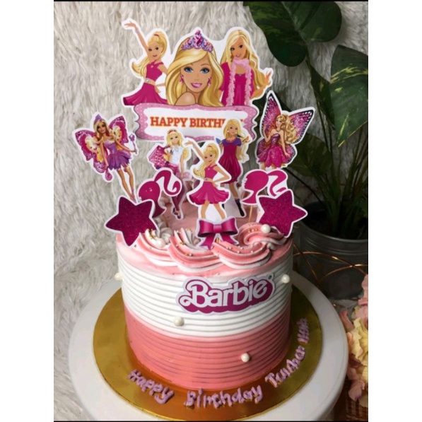 BARBIE CAKE TOPPER (FREE ADD NAME) Shopee Malaysia