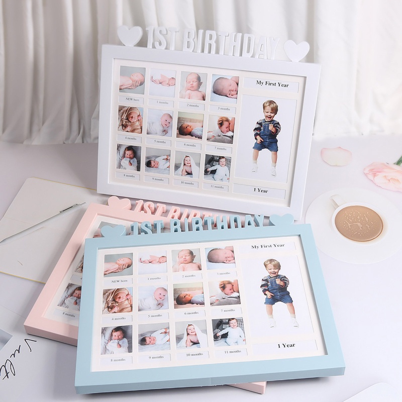 OMG* Creative First Year Photo Moment Baby Keepsake Frame DIY 0-12 Month Picture Display Plastic Collage Frame Memory Gi