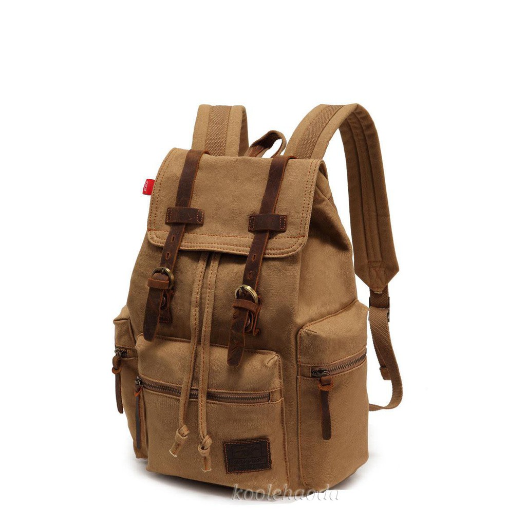 vintage canvas leather backpack