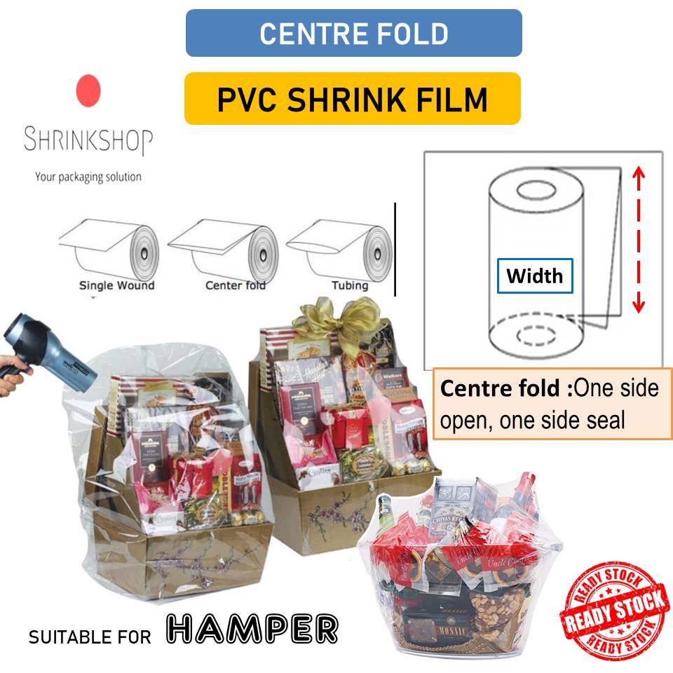 PVC Shrink Film Centre Fold 50cm x 20m Hamper Heat Shrink Film Hamper