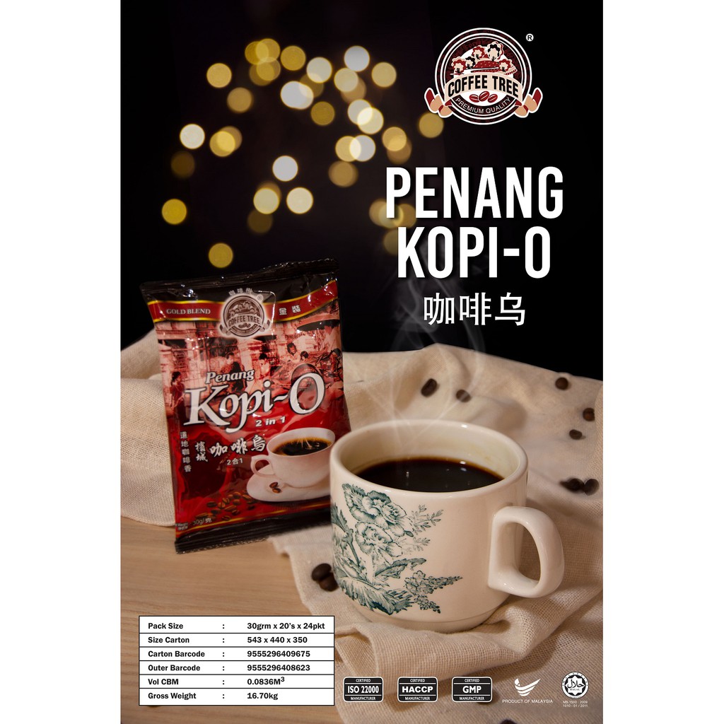 Coffee Tree Penang Kopi O (Coffee & Sugar) - 20x30g=600g - (EXP - Jan 2028)