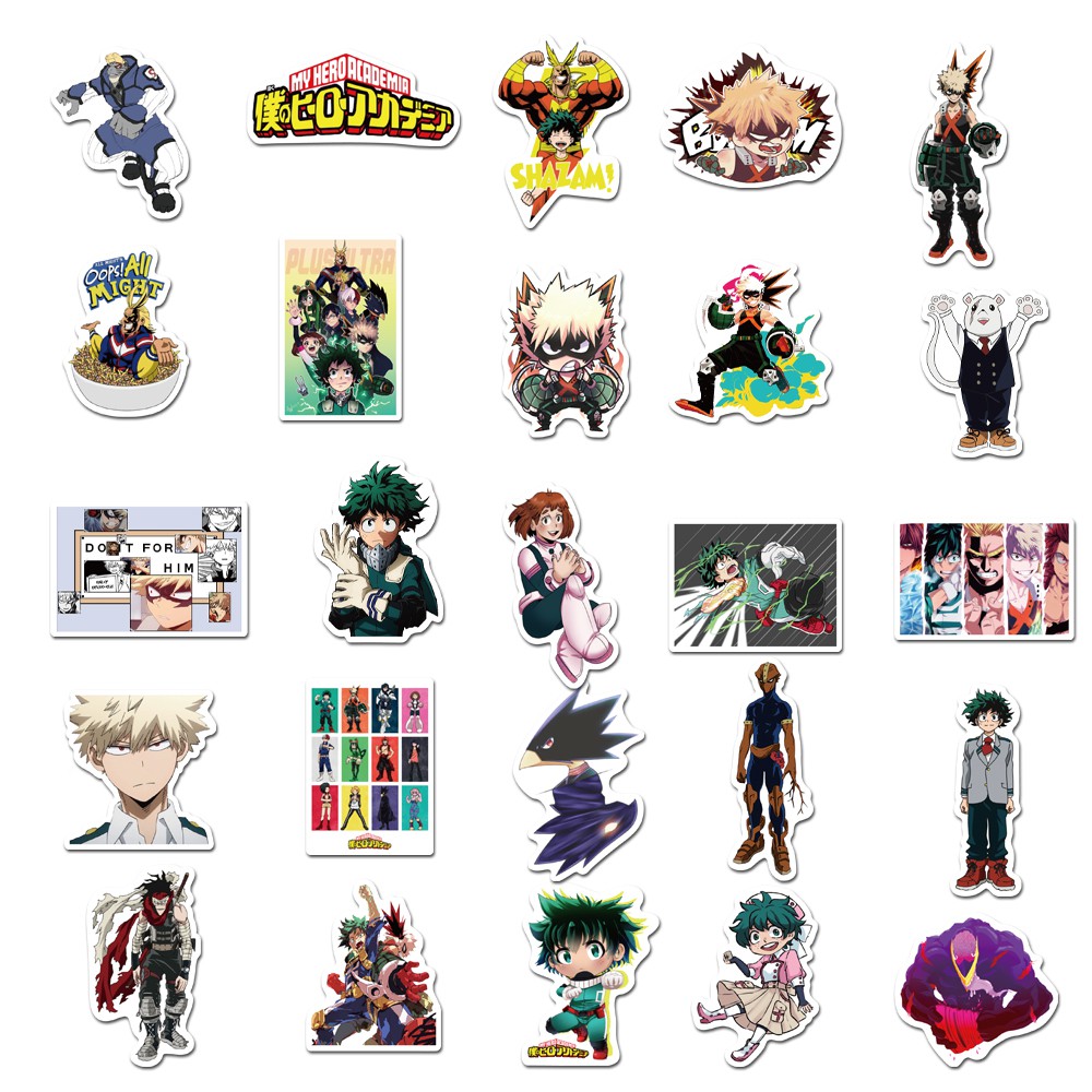 50pcs classic anime my hero academia stickers waterproof laptop skateboard water cup pegatinas refrigerator car motorcycle pvc kids stickers shopee malaysia