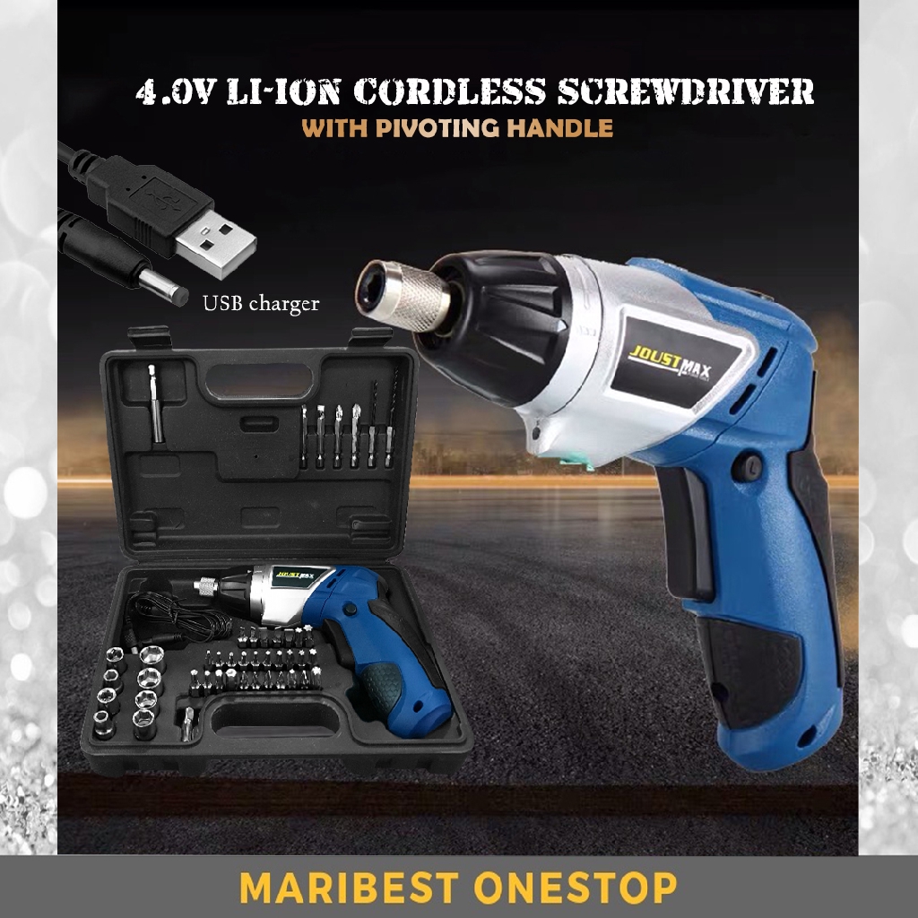 🌹[Local Seller]  Joustmax / MacePlus 47pcs Rechargeable Cordless Screwdriver Drill Machine 4.2V