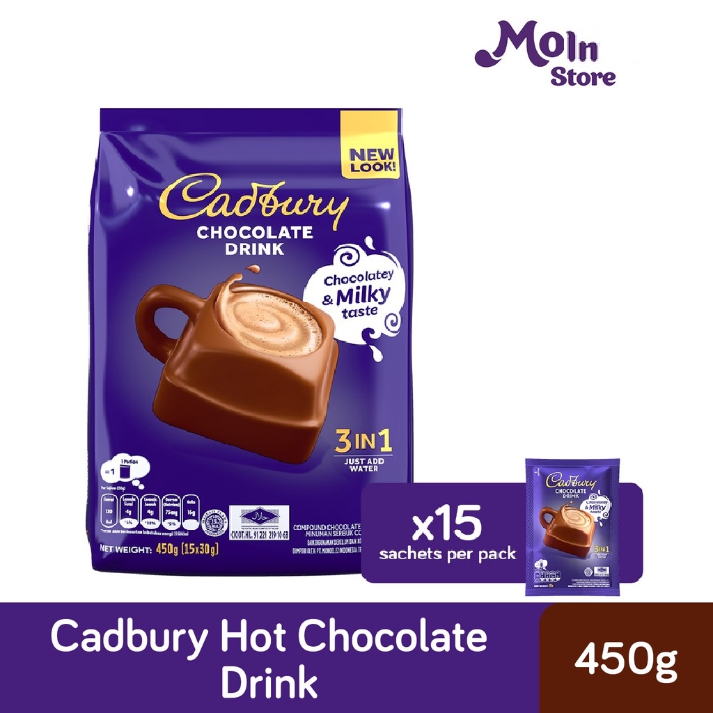 Cadbury 3 In 1 Hot Chocolate Drink Powder Chocolatey and Milky Taste