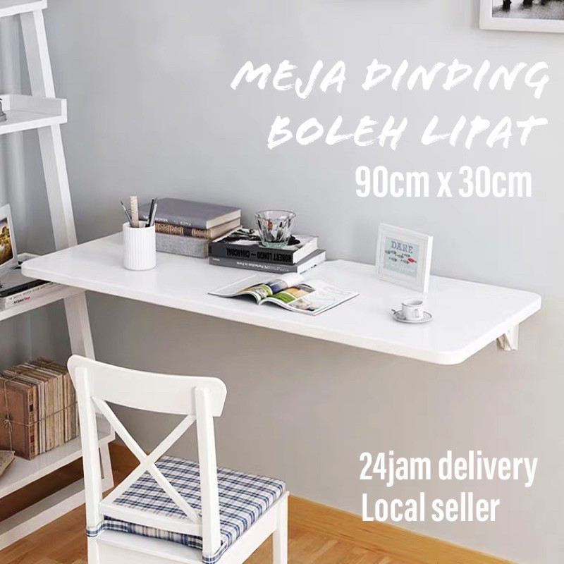 Buy Ready Stock 90cm Or 60cm Wall Mounted Foldable Table With Bracket Floating Table Meja Lekat Dinding Seetracker Malaysia