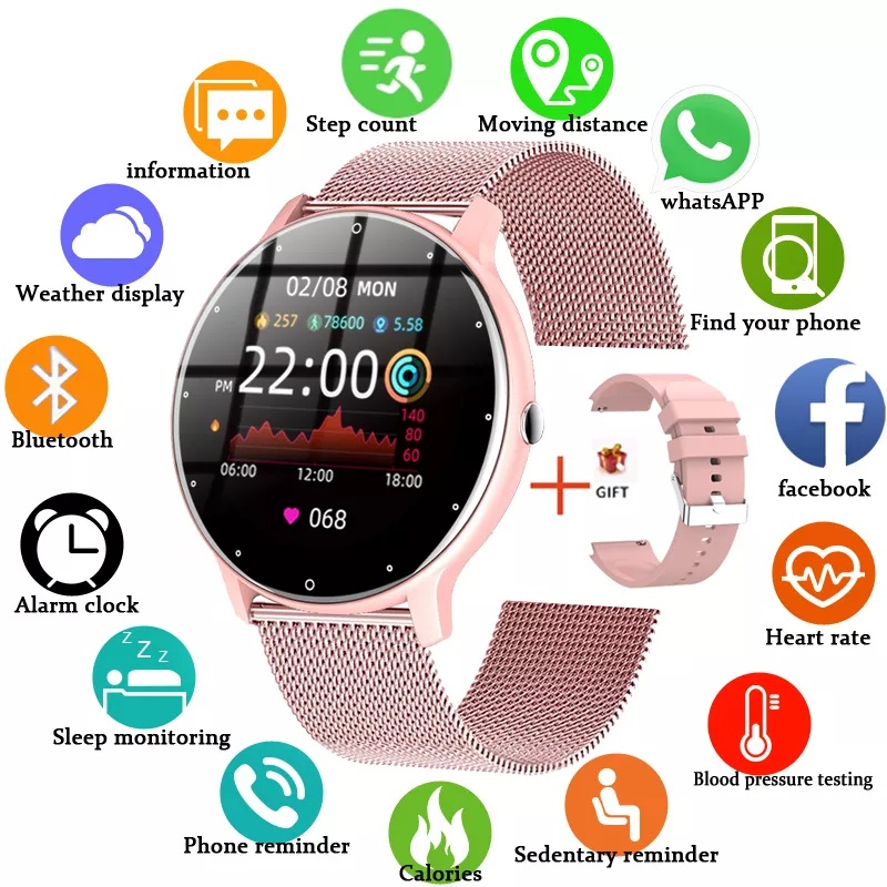 LIGE Women Smart Watch Real-time Weather Forecast Activity Tracker Heart Rate Sports Ladies Smart Watch Men For Android IOS