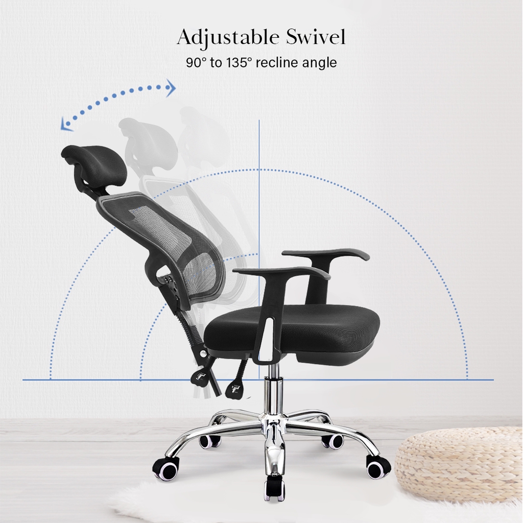 FINSSO: Ergonomic & Height Adjustable High Backrest Swivel Office Chair