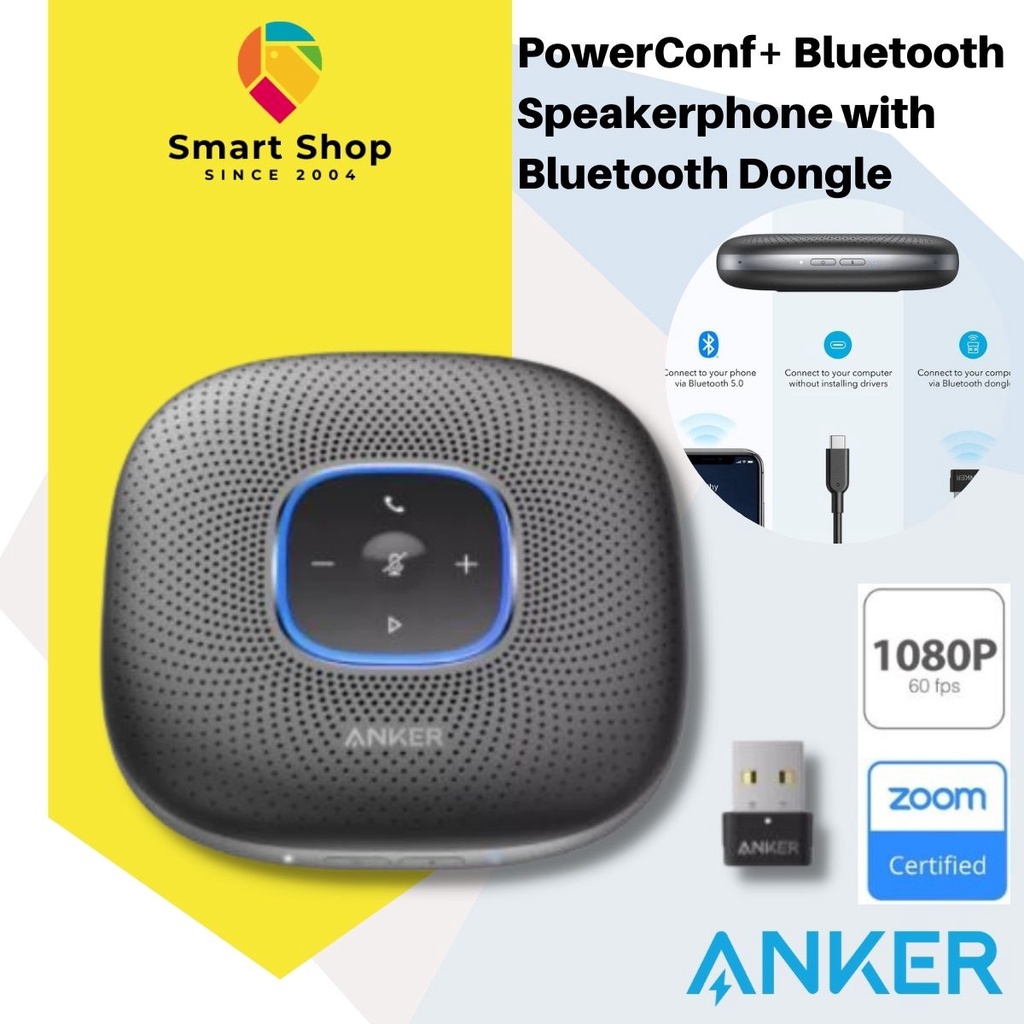 Anker A3306 PowerConf+ Bluetooth Speakerphone with Bluetooth Dongle, 6 ...