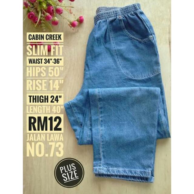 Jeans With Elastic Waist Cabin Creek Brand Shopee Malaysia