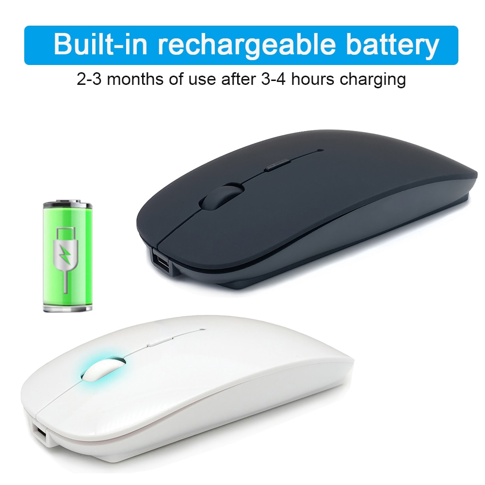 Bluetooth Silent Wireless Mouse Rechargeable Builtin Battery 2.4Ghz