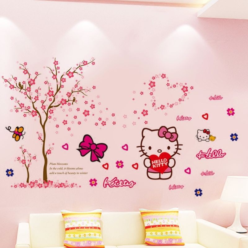 Hello kitty wall sticker children's room bedroom cartoon girl room wall