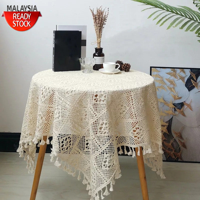 【Z2I】Hollow Decorative Table Cloth Lace Tablecloth Rectangular Tablecloths Dining Table Cover Mantel Mesa