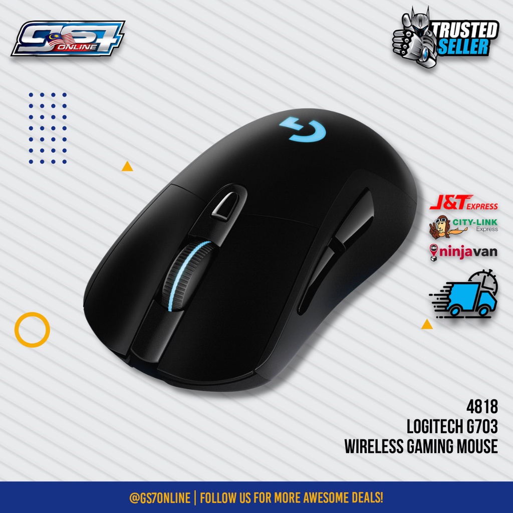 LOGITECH G703 LIGHTSPEED WIRELESS GAMING MOUSE WITH HERO SENSOR ...