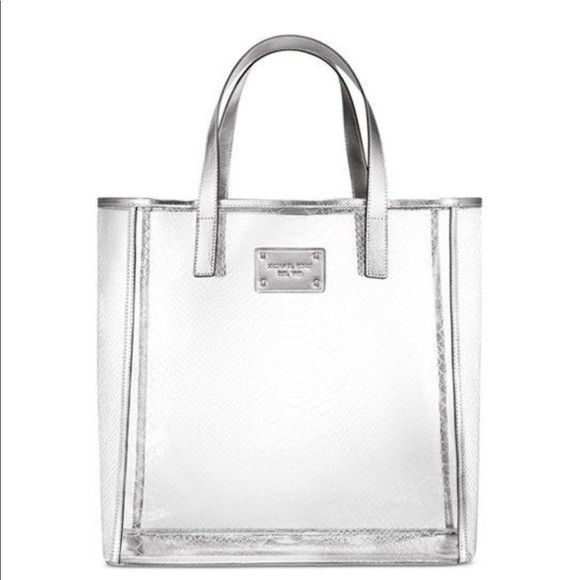 MK VIP Perfume Gift Michael Kors Clear Silver Tote Bag | Shopee Malaysia