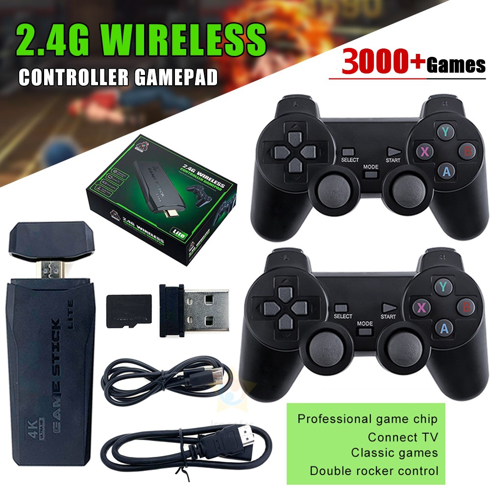 Wireless Console TV Game Stick Video Game Consoles 32GB+3500games HD Output With Two Wireless Controllers For PS1/GBA/MD