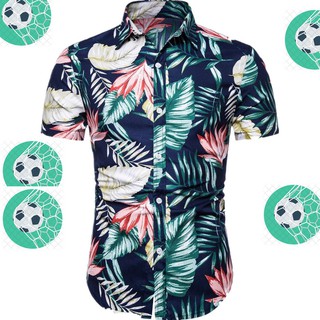 kemeja lelaki baju  batik flora pantai  pokok  daun  men shirt 