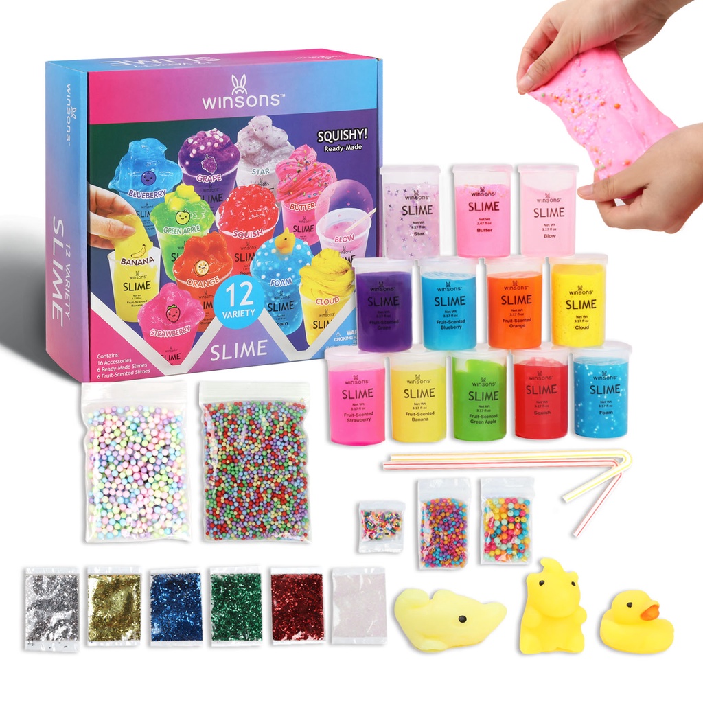 12 Color Variety Pack Slime for Kids 3 Years and Up Super Stretch and ...