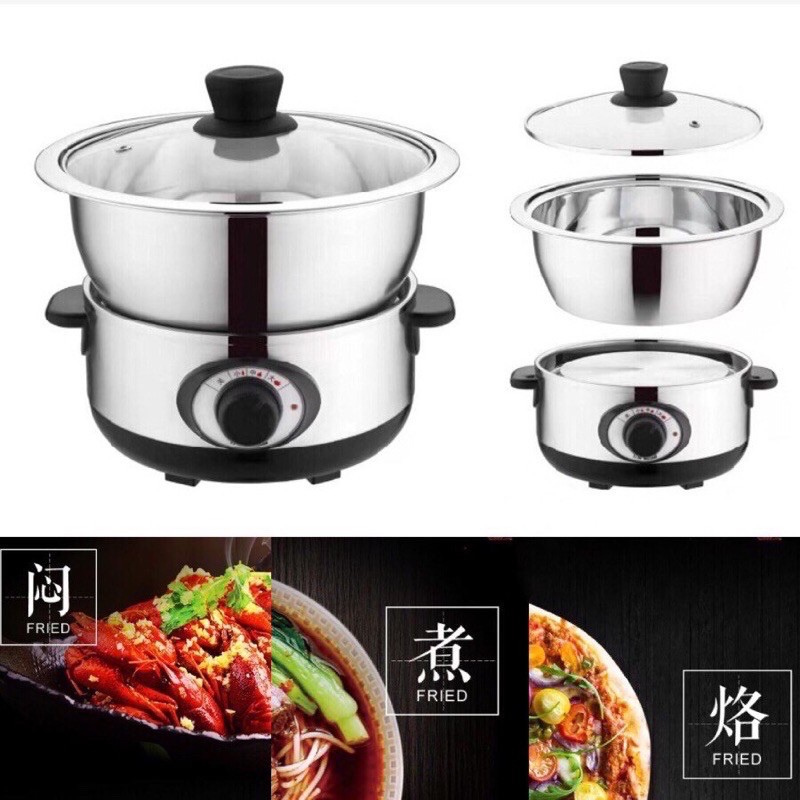 🍁Ready Stock🍁Electric Stainless Steel Multifunction Cooker Pot Cooking🍁电不锈钢多功能电煮锅煮饭锅