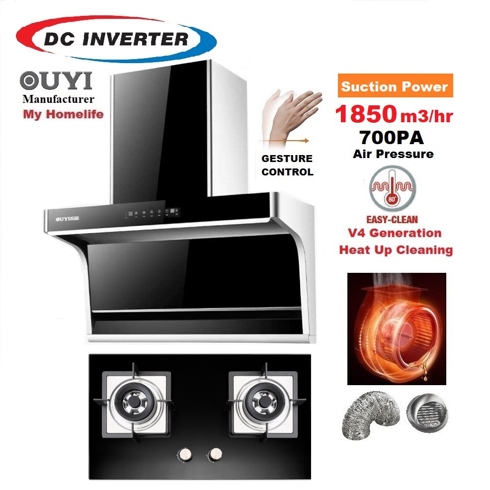 OUYI C801B GEN 7 DC Inverter Motor Teflon Sirocco Fan Cooker Hood