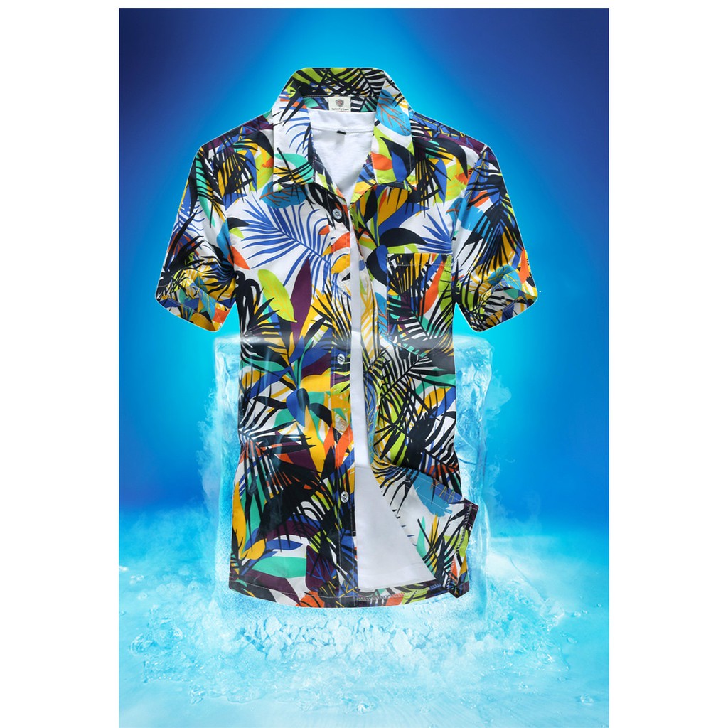  Baju  Hawaii Lelaki  Summer Hawaiian Shirt Pendek Lengan 