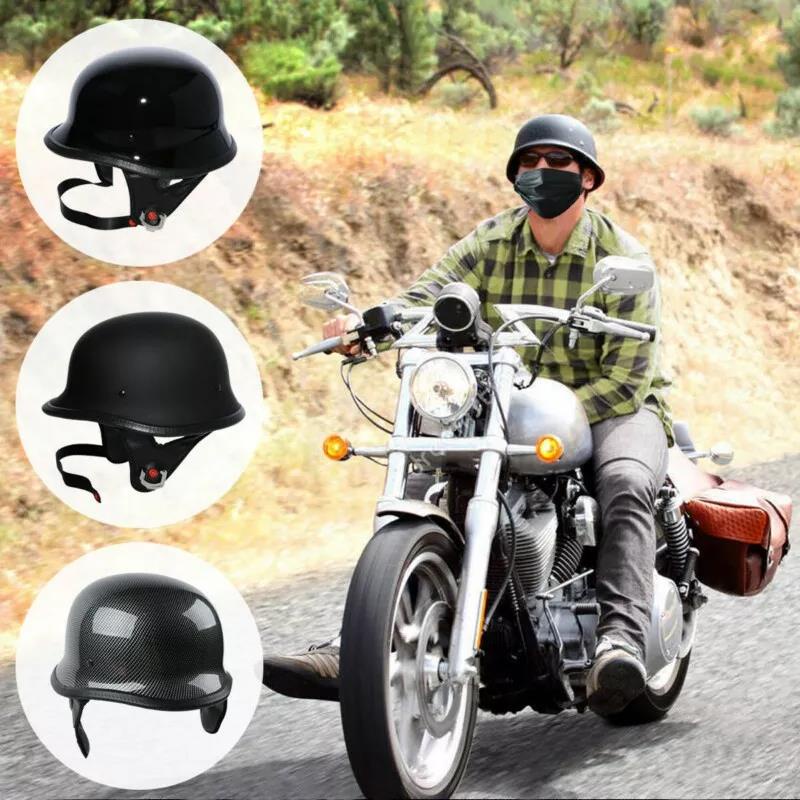 Motorcycle Helmet German Leather Style Half Face Helmets Cruise Chopper ...