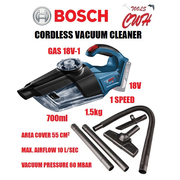 18V 700ml 1.5kg BOSCH GAS 18V1 PROFESSIONAL CORDLESS VACUUM CLEANER