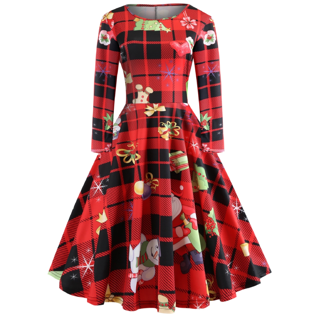 womens plaid christmas dress