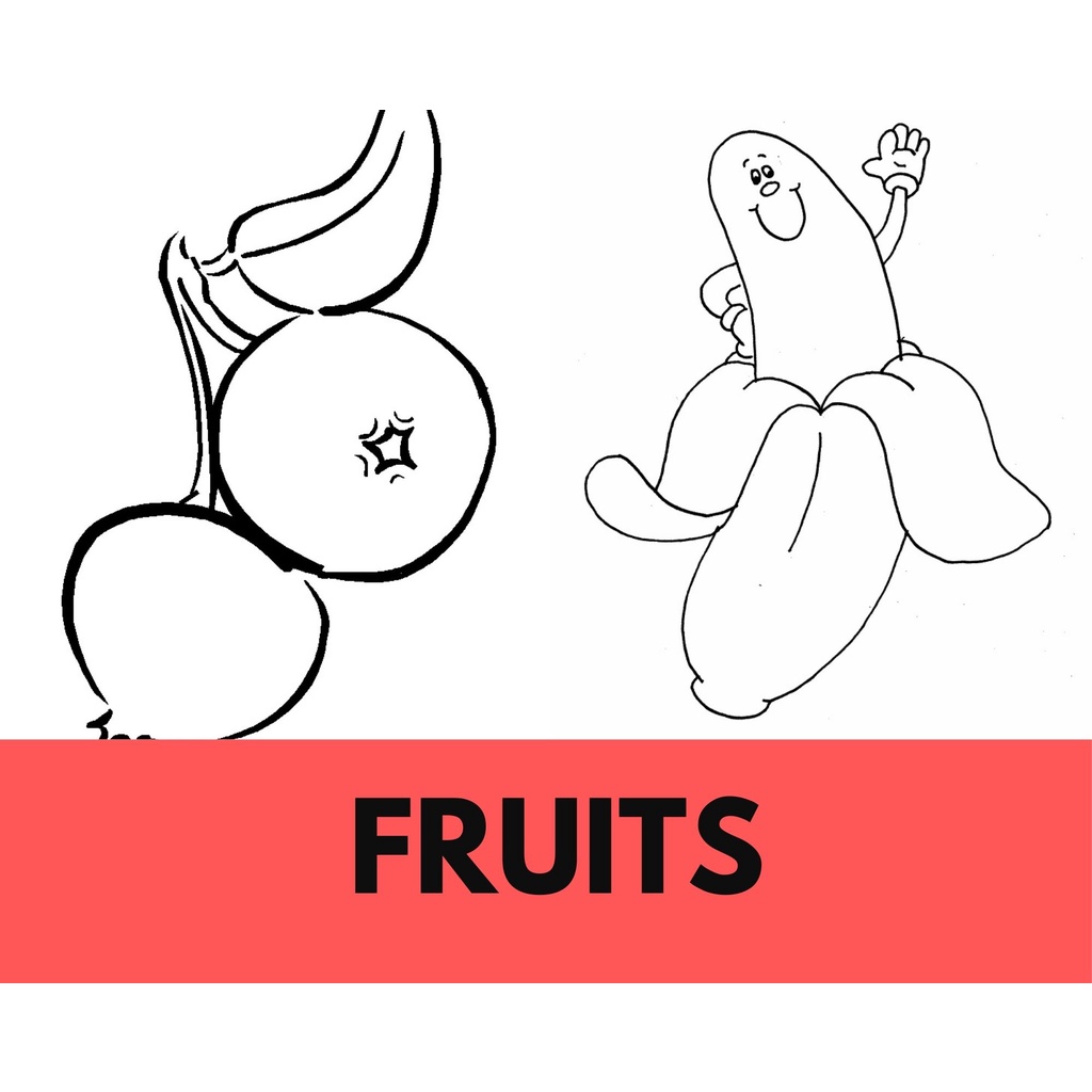  PDF 18 Pages Of Fruits Printable PDF Colouring Coloring Book